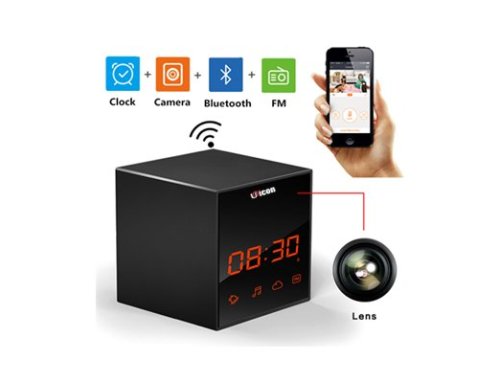 1080P Smart Home Security CCTV Two Way Audio Table Clock Bluetooth Speaker Hidden WiFi Spy Camera
